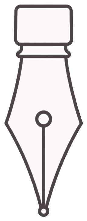Line drawing of a fountain pen nib, point down