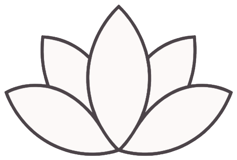 Line drawing of a five petal lotus flower