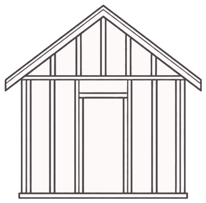 Line drawing of a house gable end with framing studs