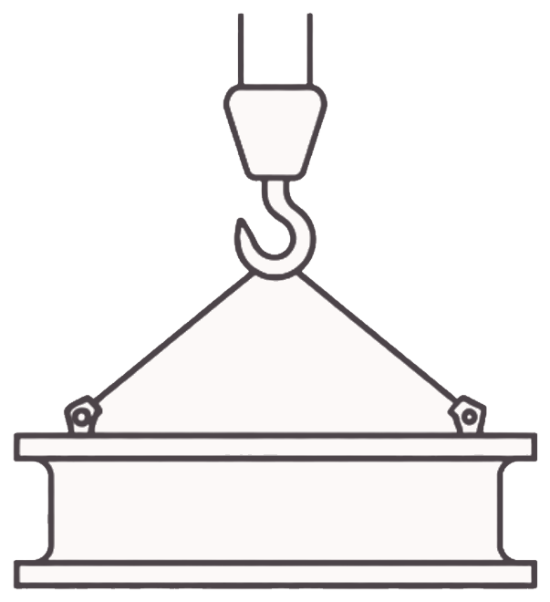 Line drawing of an I-beam on a crane hook
